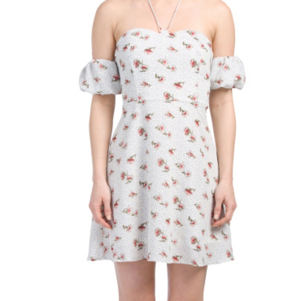 ESSUE Off The Shoulder Double Layer Chiffon Dress